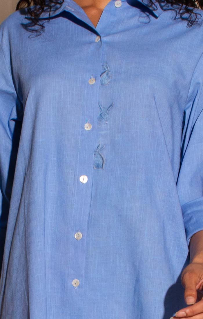 Cotton Linen Shirt Dress - Jodhpur Blue
