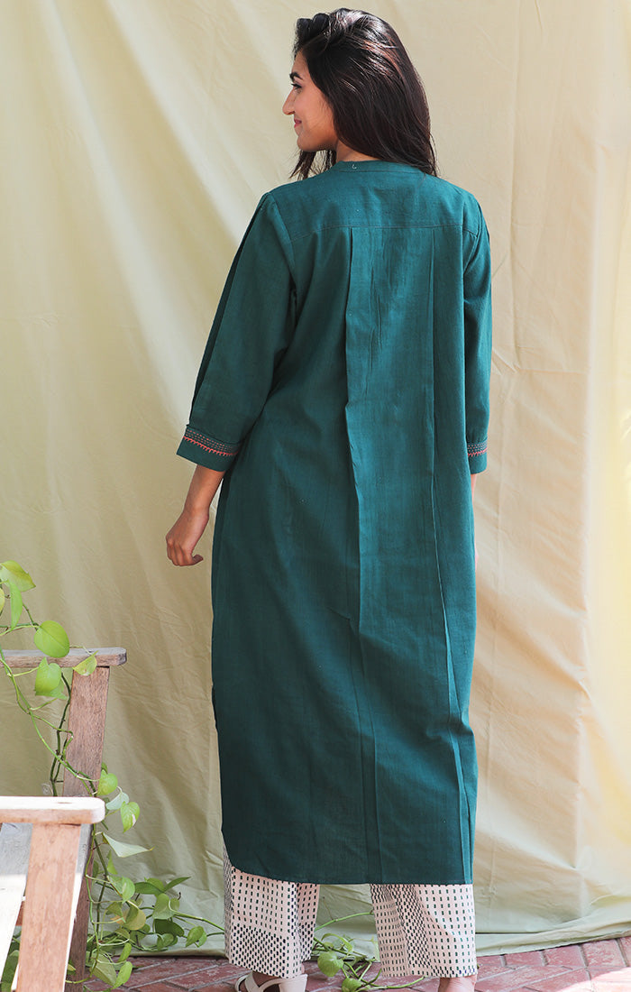 Forest Green handspun handwoven cotton tunic with pants