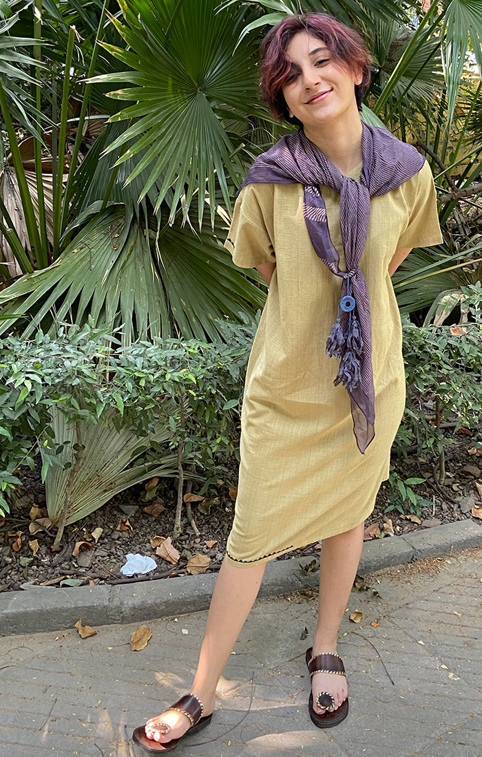 Handspun handwoven Peg Dress - Khakhi
