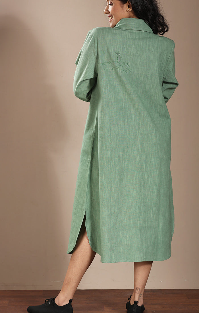 chinese dress ladies Cotton Linen Shirt Dress
