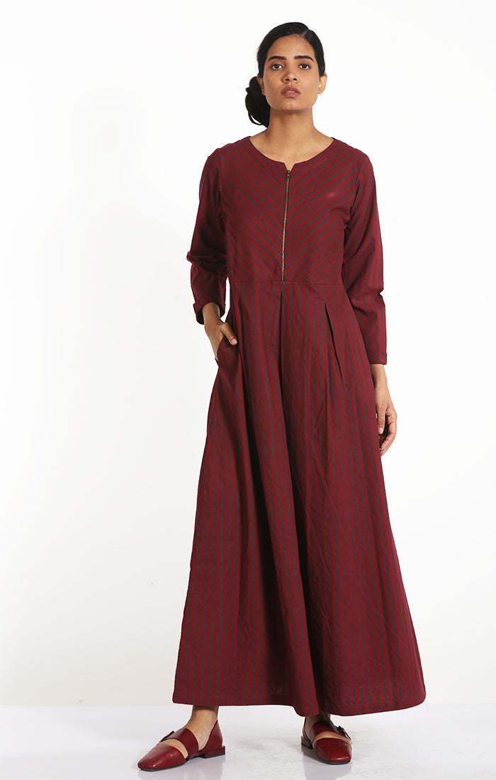 Burgundy Organic Cotton Long Dress