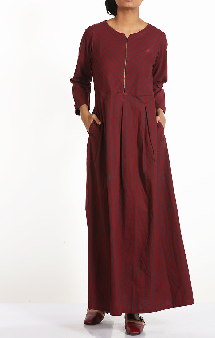 Burgundy Organic Cotton Long Dress