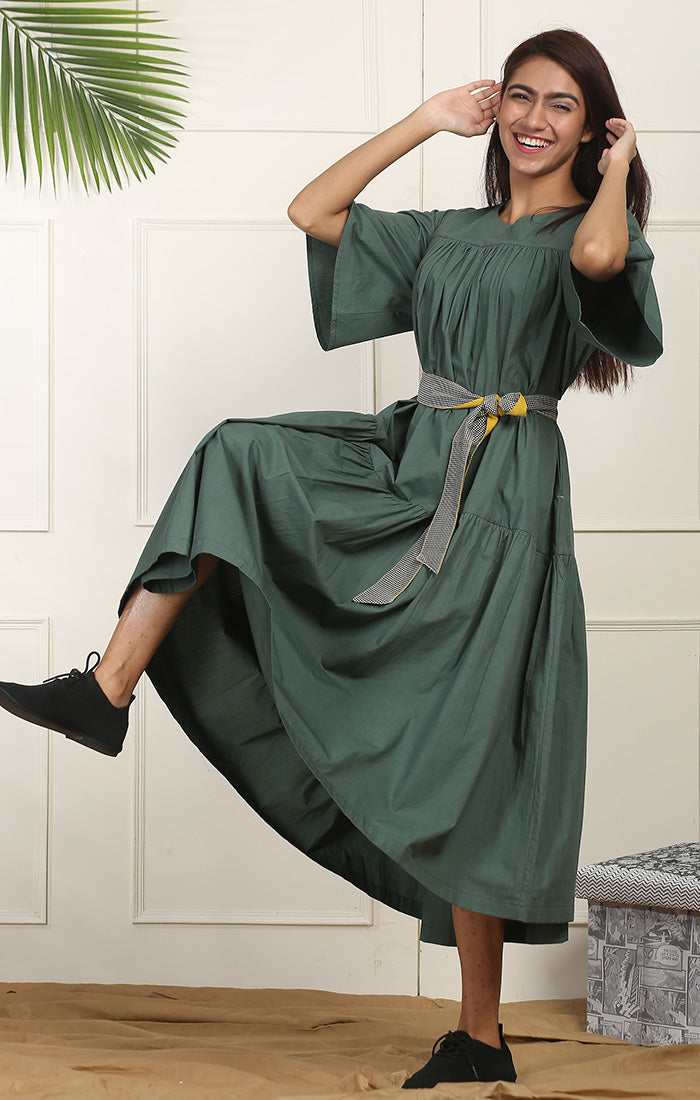 Organic Cotton Dress - Viridian Green Ihaworld Organic Cotton Dress - Viridian Green Ihaworld