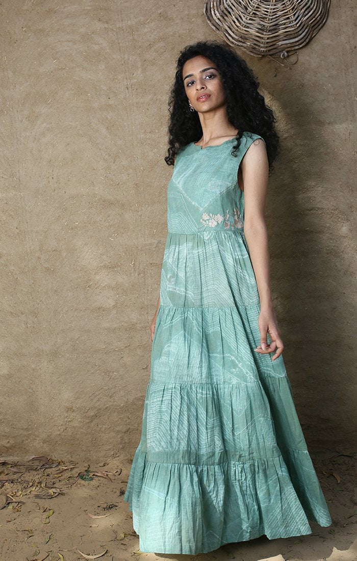 Jade Green Maxi Dress without Sleeve - Main Image