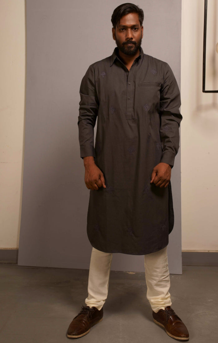 Grey best sale pathani kurta