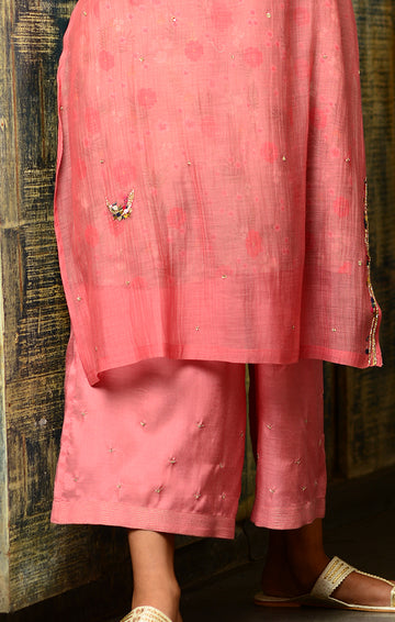 Soft silk pale red pants