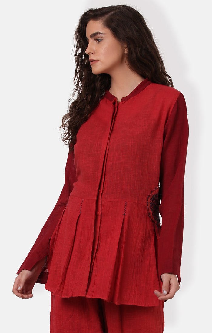 Shirt with Pleats - Madder