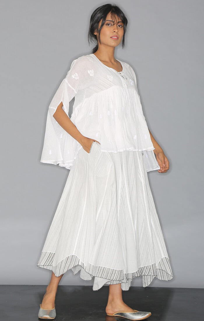 Kedia Top - White with skirt