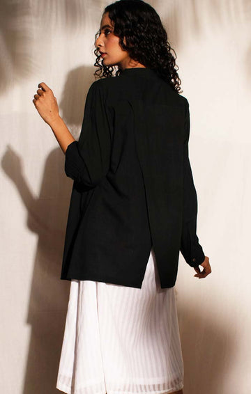 Copy of Handwoven Mul Shirt with back slit  Black