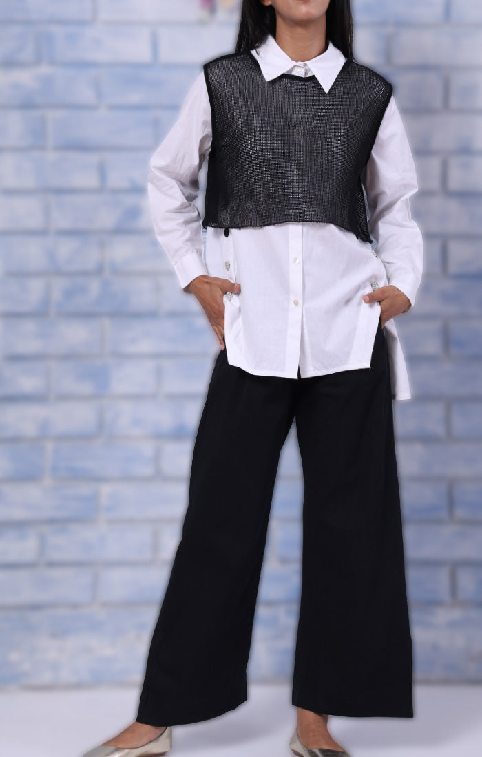 White Organic Cotton Shirt with Side Slits