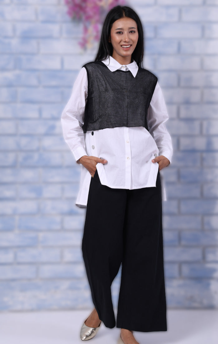 White Organic Cotton Shirt with Side Slits