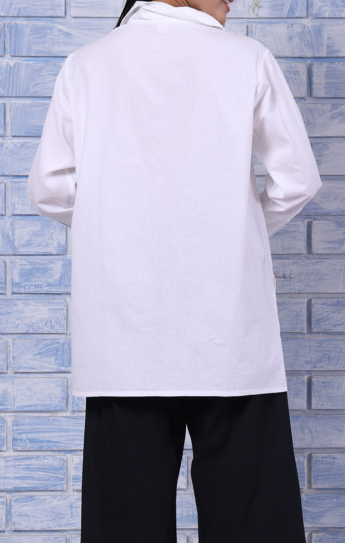 White Organic Cotton Shirt with Side Slits