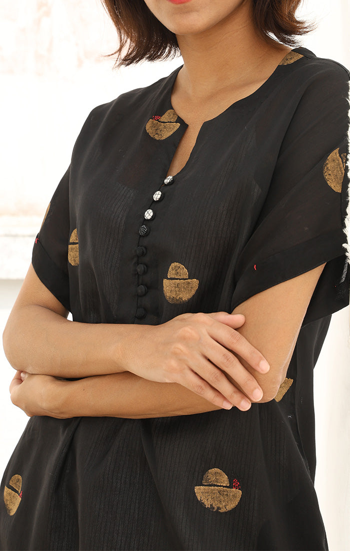 Obsidian Black Chanderi Kurta with Pants