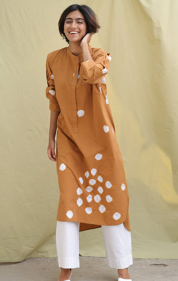 Organic Cotton Copper Brown Shift Dress with pants