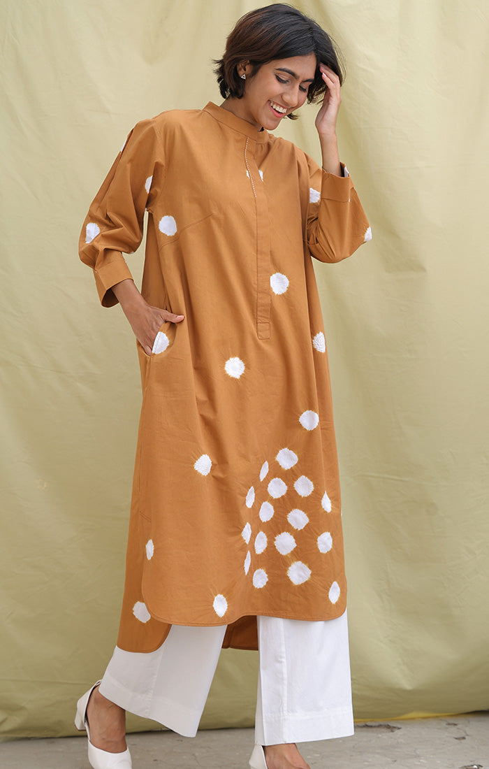 Organic Cotton Copper Brown Shift Dress with pants