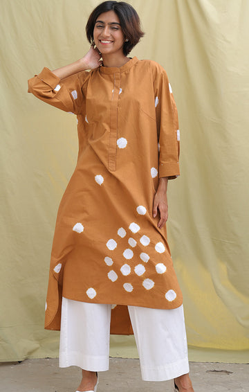 Organic Cotton Copper Brown Shift Dress