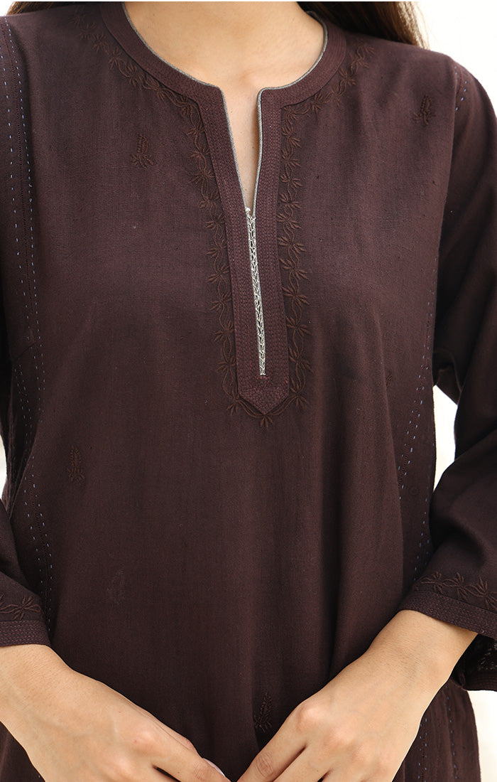 Cedar Brown Handspun Handwoven Cotton Kurta