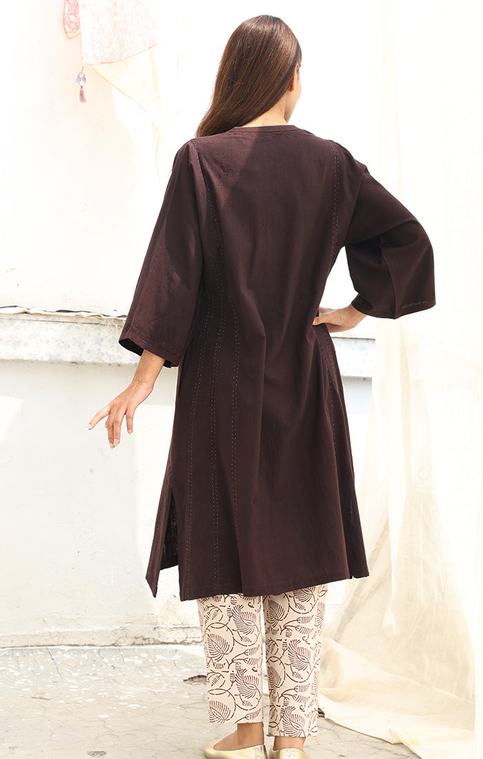Cedar Brown Handspun Handwoven Cotton Kurta