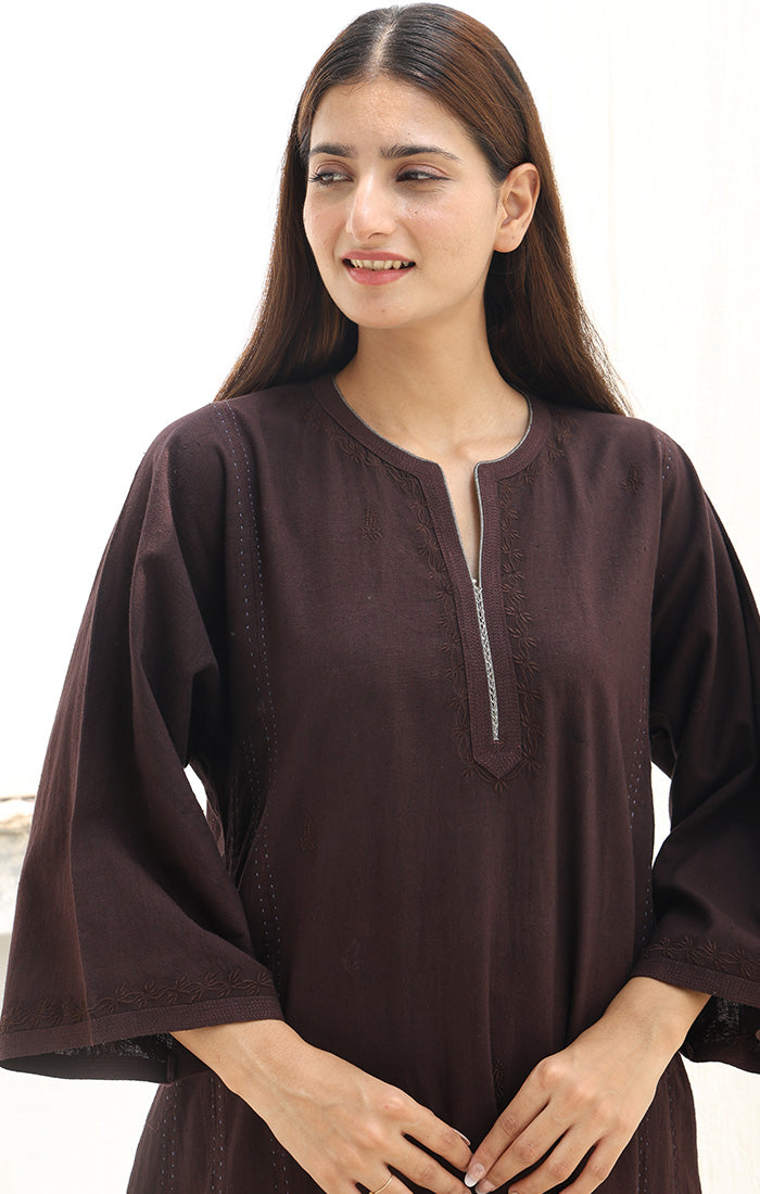 Cedar Brown Handspun Handwoven Cotton Kurta