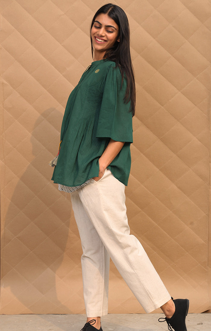 Castleton Green Top with Pleats.