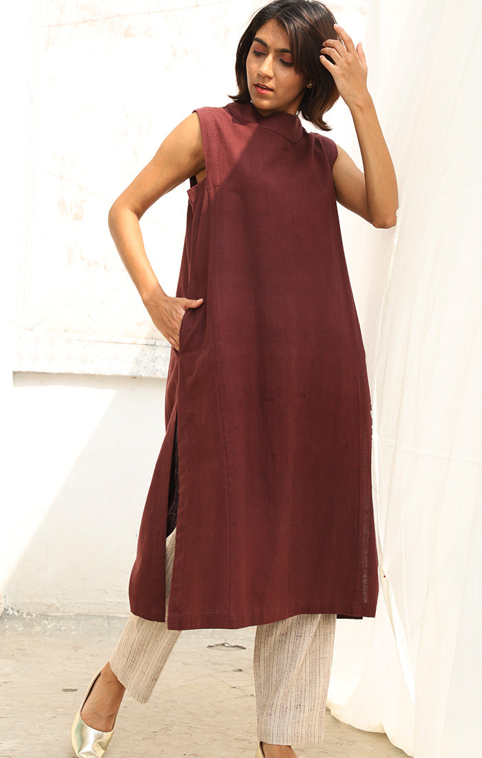 Cinnamon Handspun Handwoven Cotton Kurta