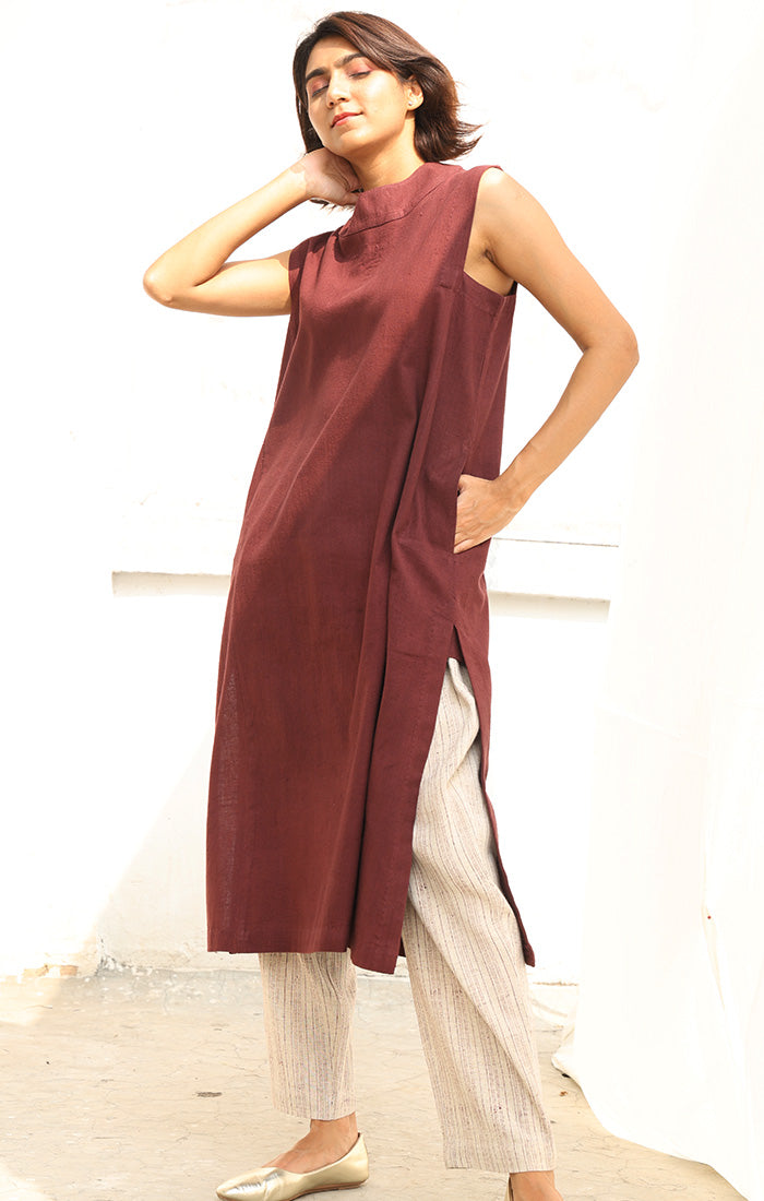 Cinnamon Handspun Handwoven Cotton Kurta