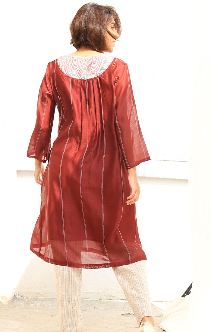 Chanderi Kurta in Cinnamon with Pants