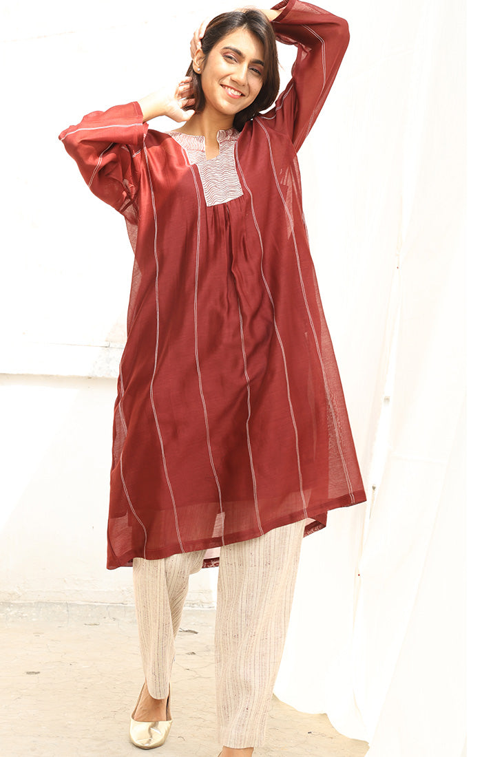 Chanderi Kurta in Cinnamon with Pants