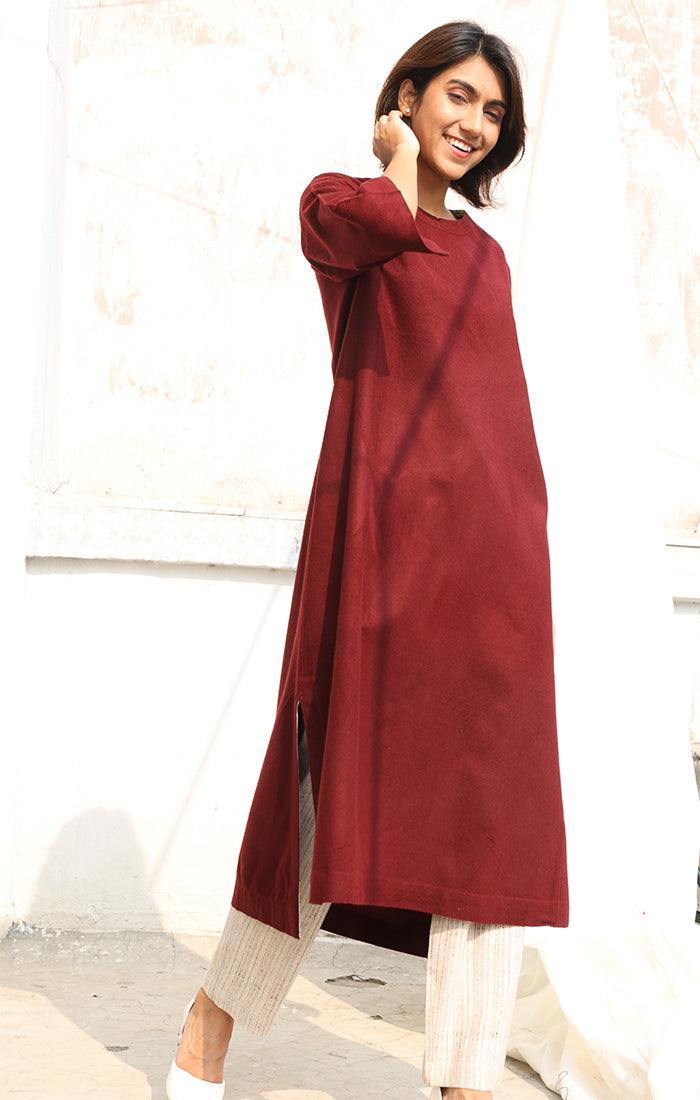 Cinnamon Wool Twill Tunic with sleeves – Ihaworld
