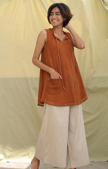 Russet Brown Cotton Crepe Town