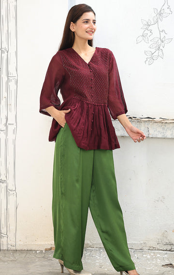 Dark Mulberry Chanderi Shirt