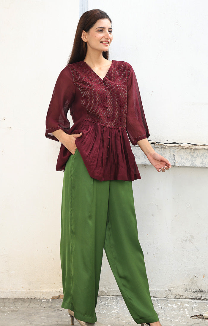 Dark Mulberry Chanderi Shirt