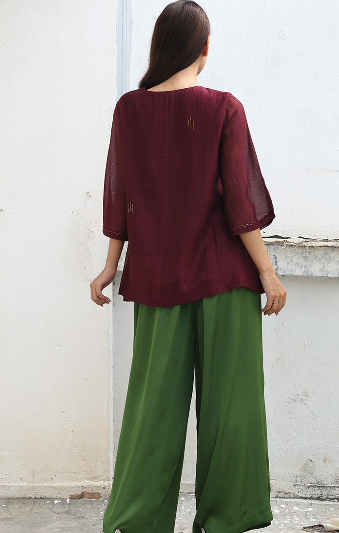 Dark Mulberry Chanderi Shirt