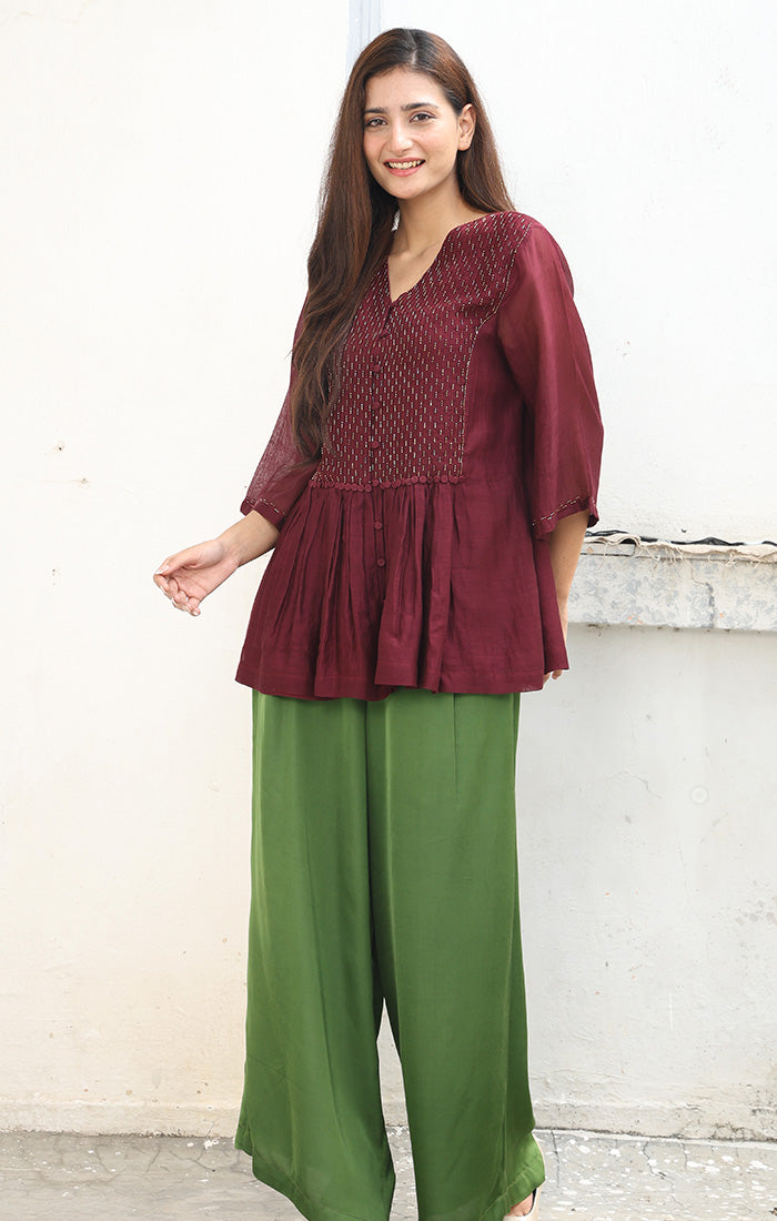 Dark Mulberry Chanderi Shirt