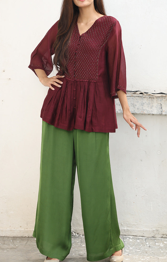 Dark Mulberry Chanderi Shirt