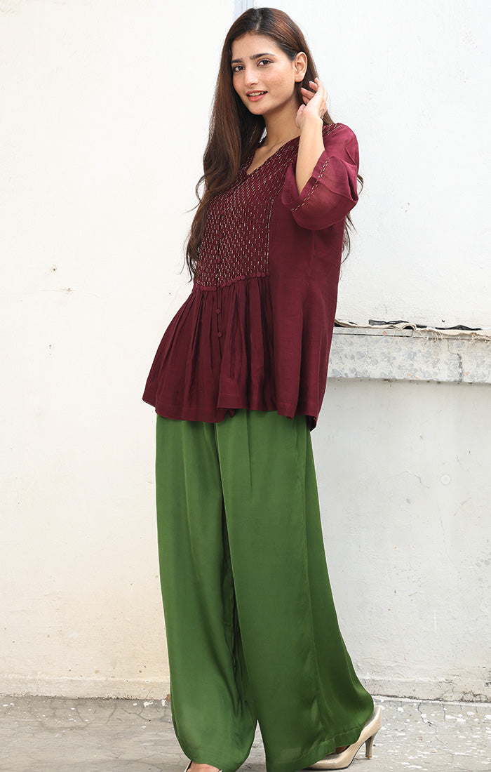 Dark Mulberry Chanderi Shirt