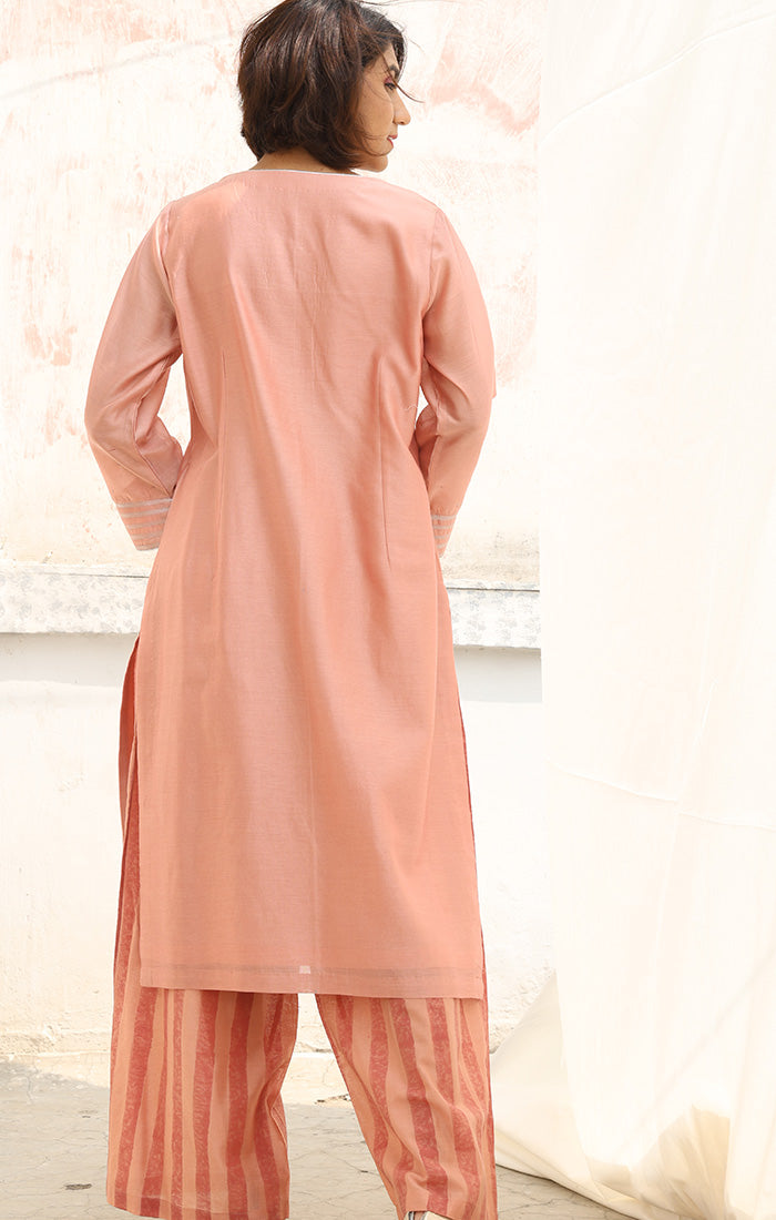 Chanderi Kurta in  Old Rose with Palazzo