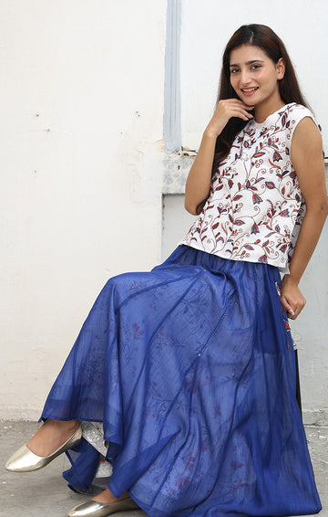 Embroidered Top with Chanderi Skirt