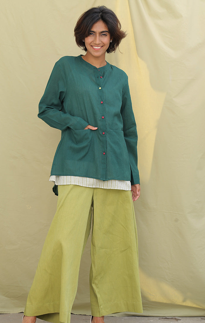 Copy of Handwoven Mul Shirt - Forest Green