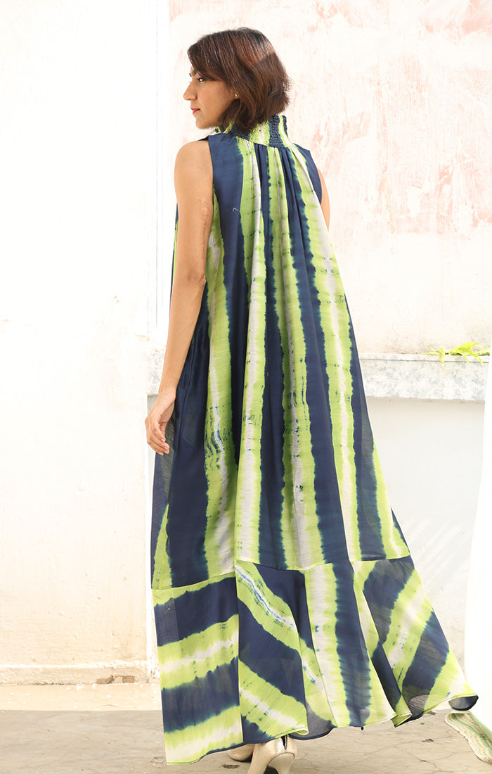 Chanderi Dress with Shibori and Kantha