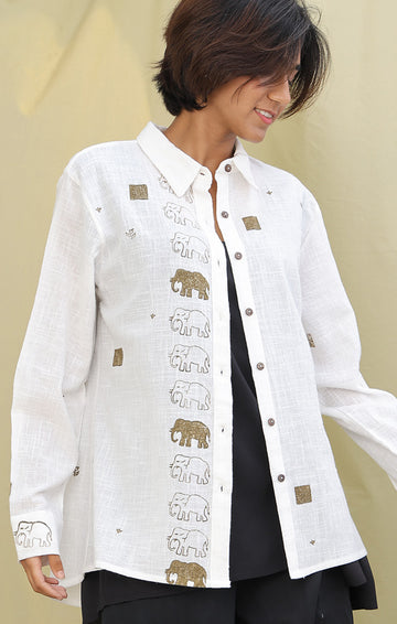 Ivory Handblock Printed Shirt