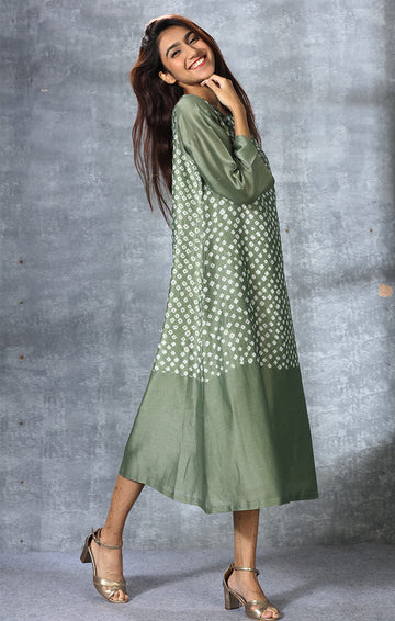 SALE - Jade Green Chanderi Shift Dress
