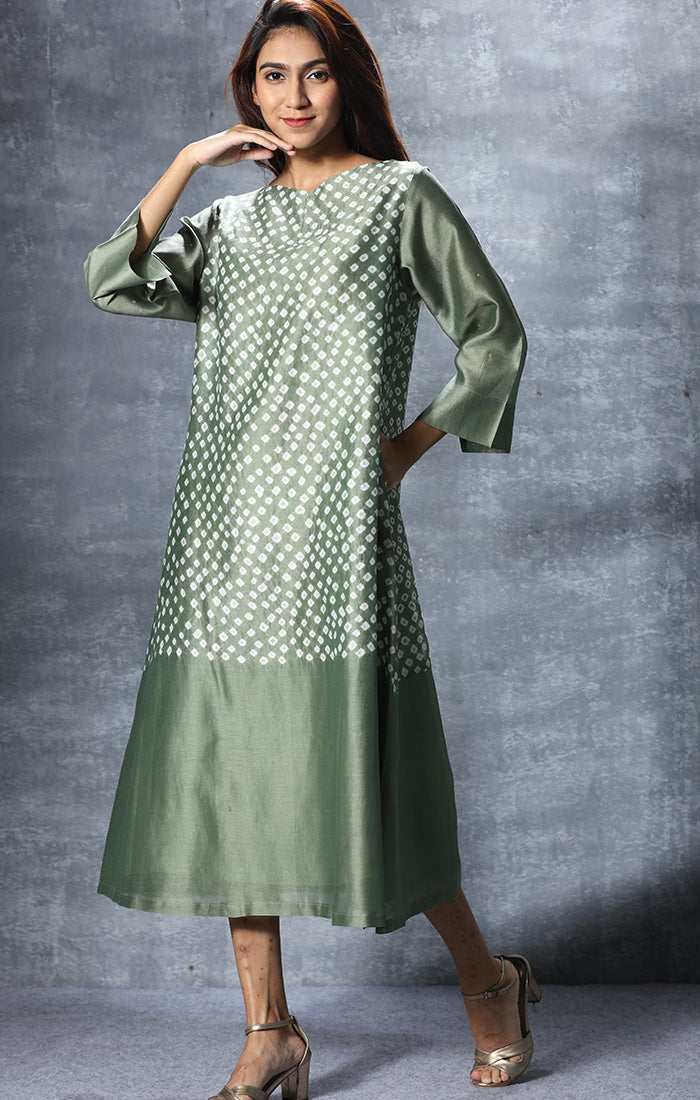 SALE - Jade Green Chanderi Shift Dress