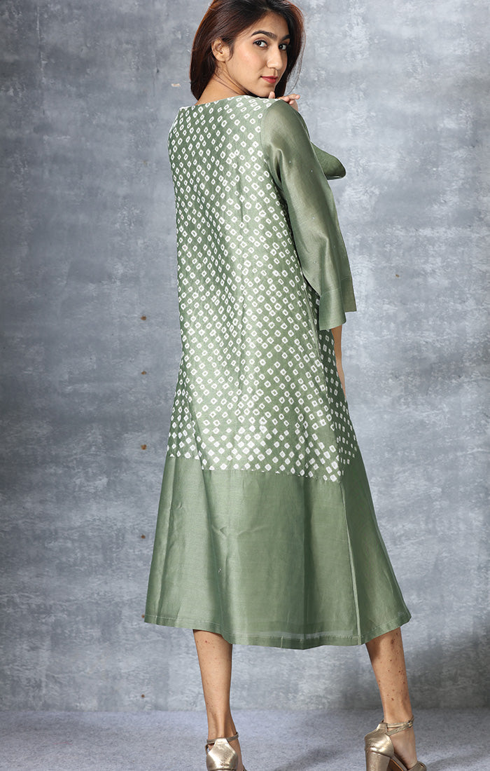 SALE - Jade Green Chanderi Shift Dress