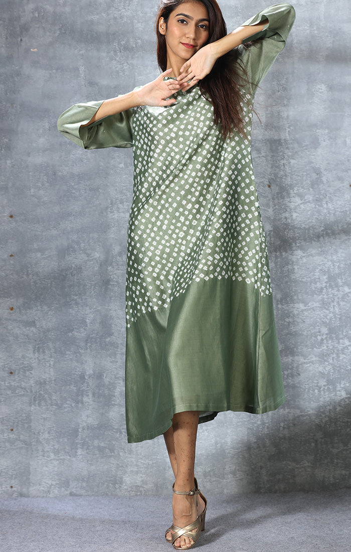 SALE - Jade Green Chanderi Shift Dress