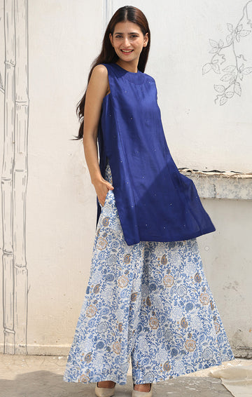 Midnight Blue Tunic with Mukeish