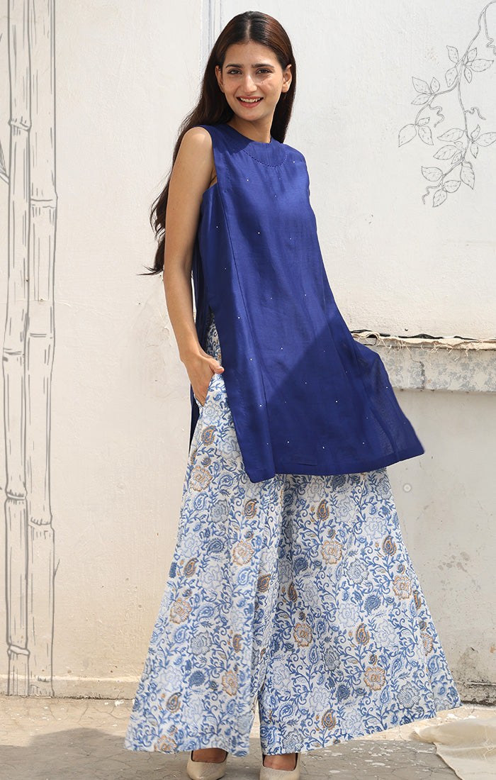 Midnight Blue Tunic with Mukeish