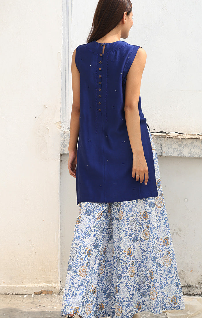 Midnight Blue Tunic with Mukeish