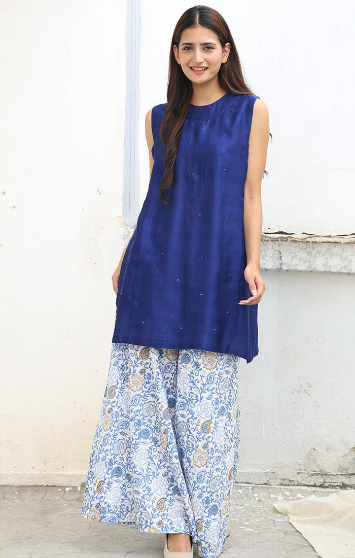 Midnight Blue Tunic with Mukeish