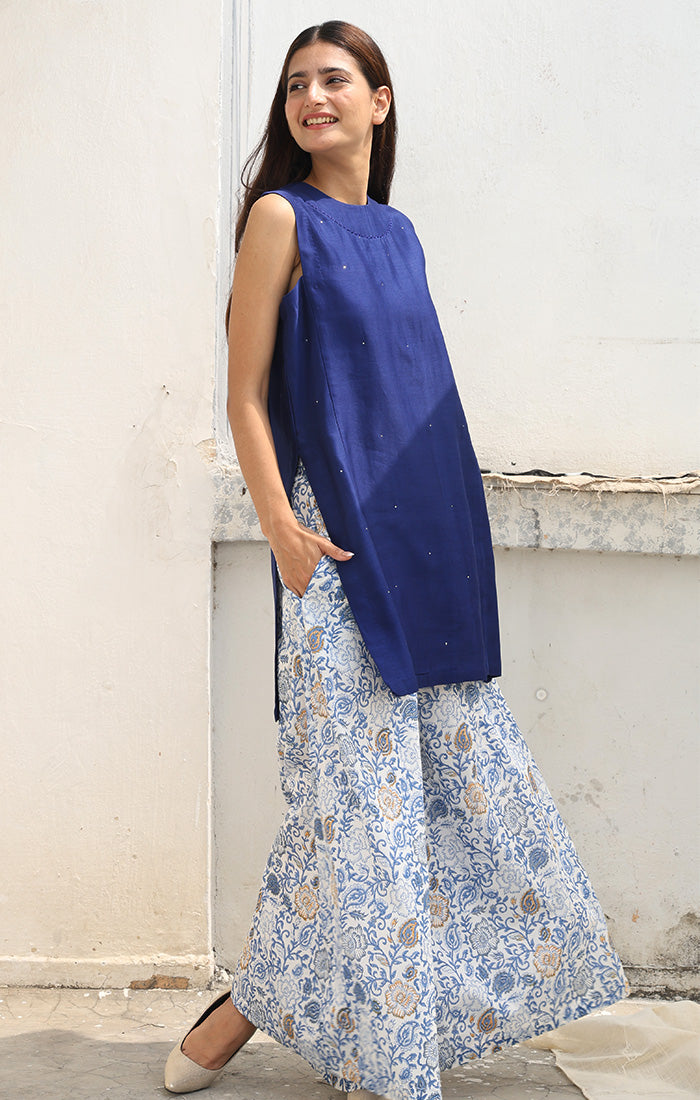 Midnight Blue Tunic with Mukeish